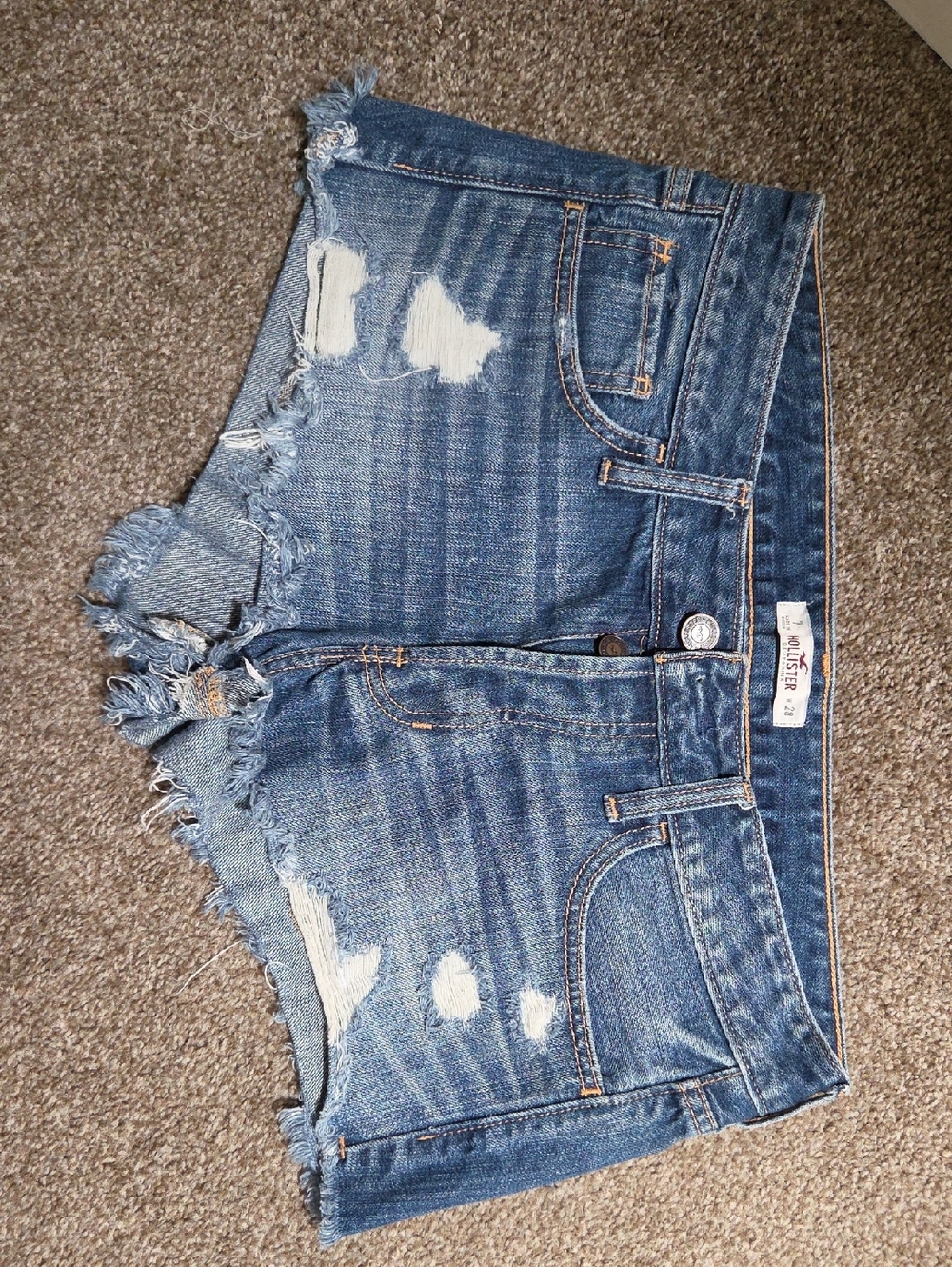 Hollister Distressed Blue Denim Cutoff Shorts